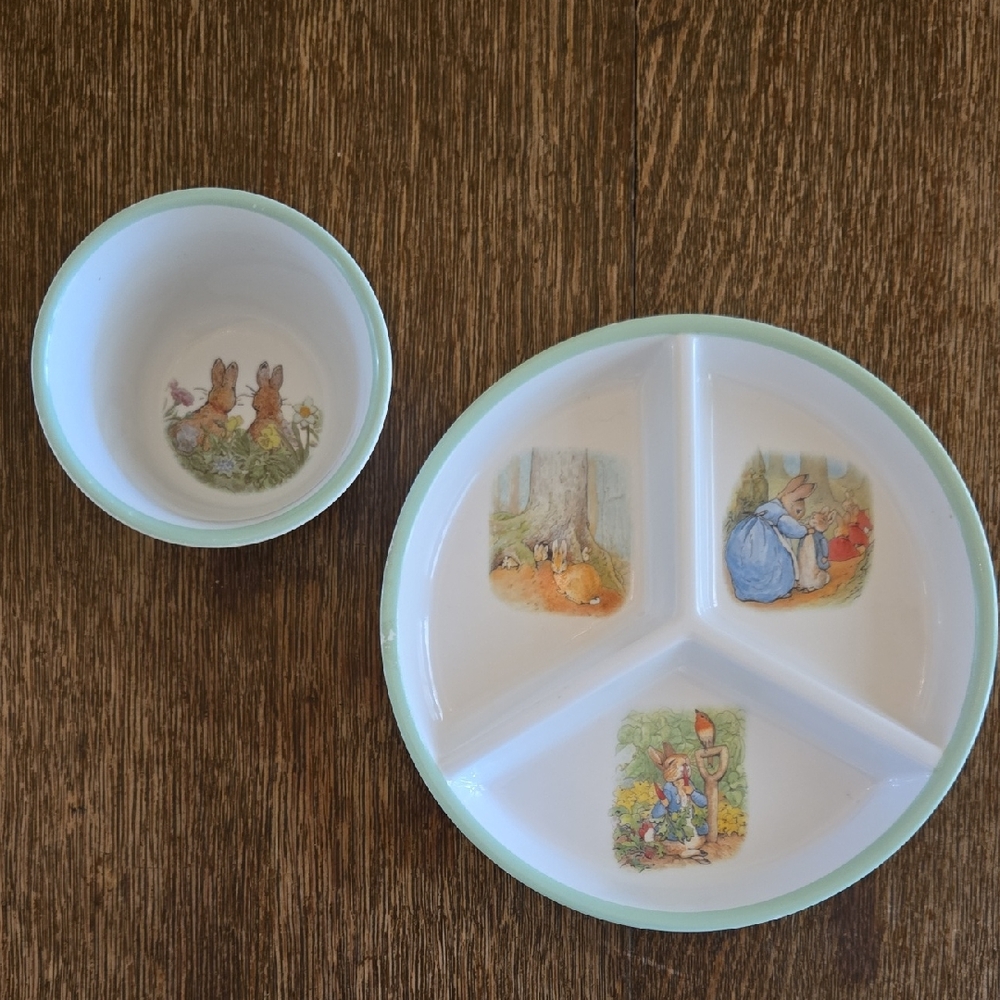 Peter Rabbit, Pottery Barn Kids, Bowl and Plate Nursery Feeding Set